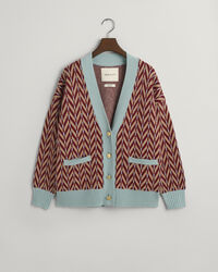 Mehrfarbige Strickjacke mit Fischgr&auml;tmuster