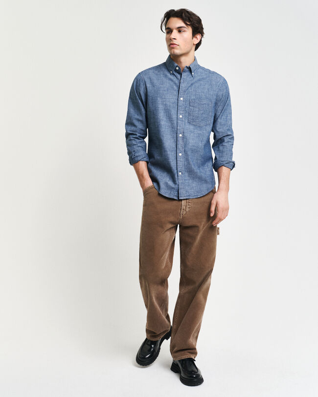 Regular Fit Indigo Chambray Hemd