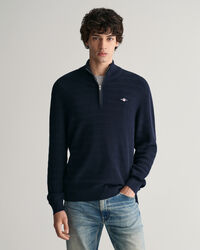 Strukturierter Baumwoll Troyer mit Streifen