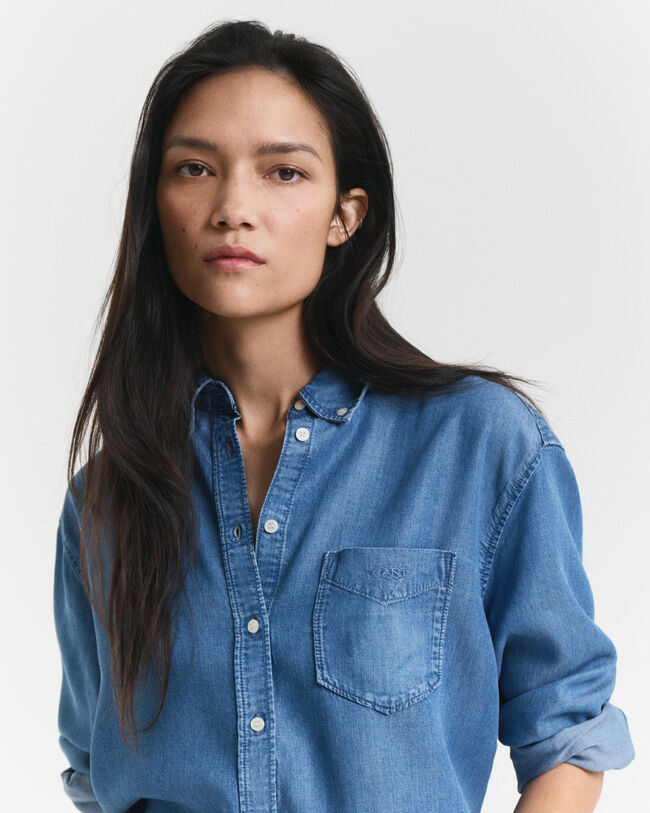 Relaxed Fit Indigo Bluse