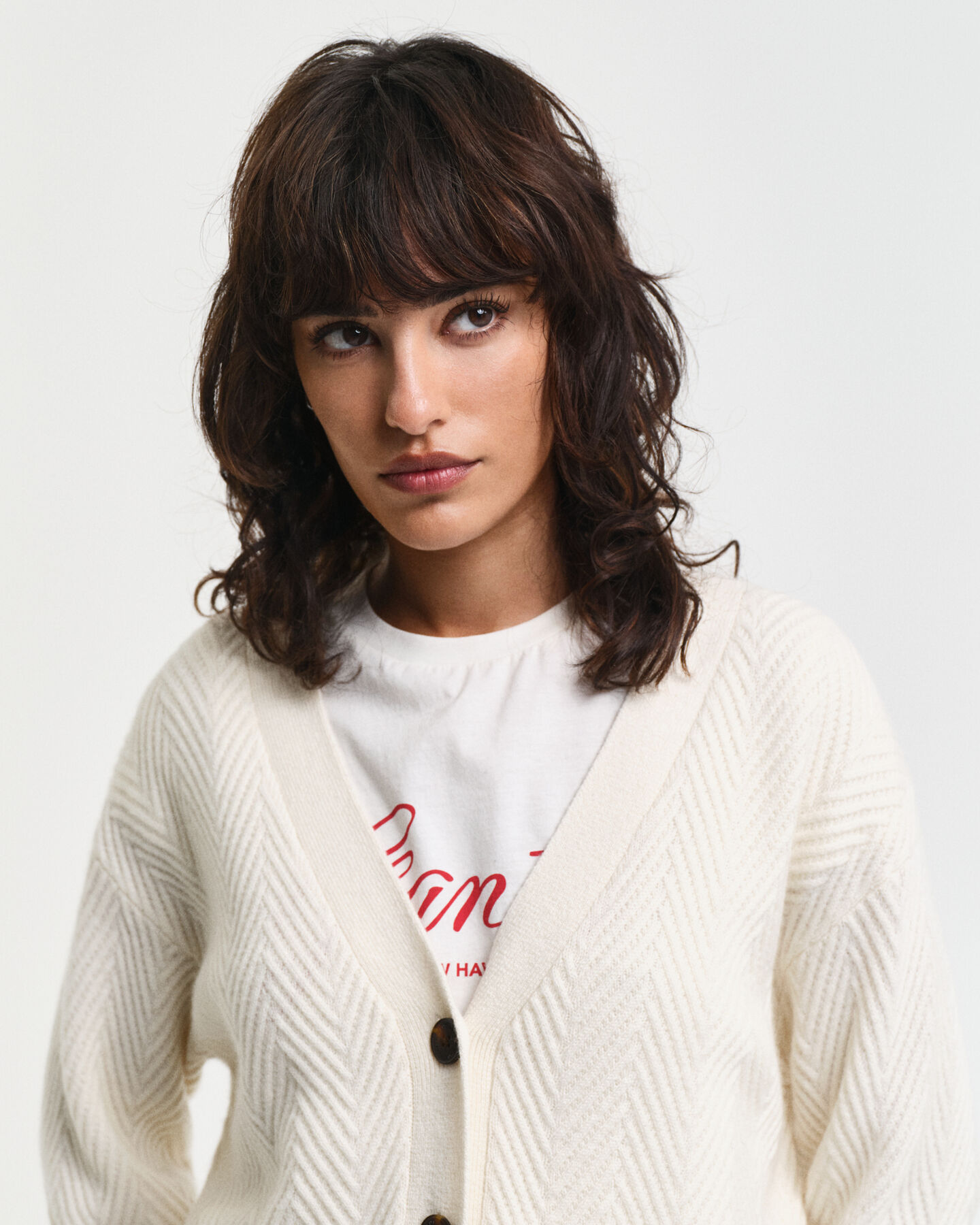 Herringbone V-Neck Strickjacke