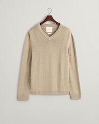 V-Neck Pullover aus Leinenmischgewebe