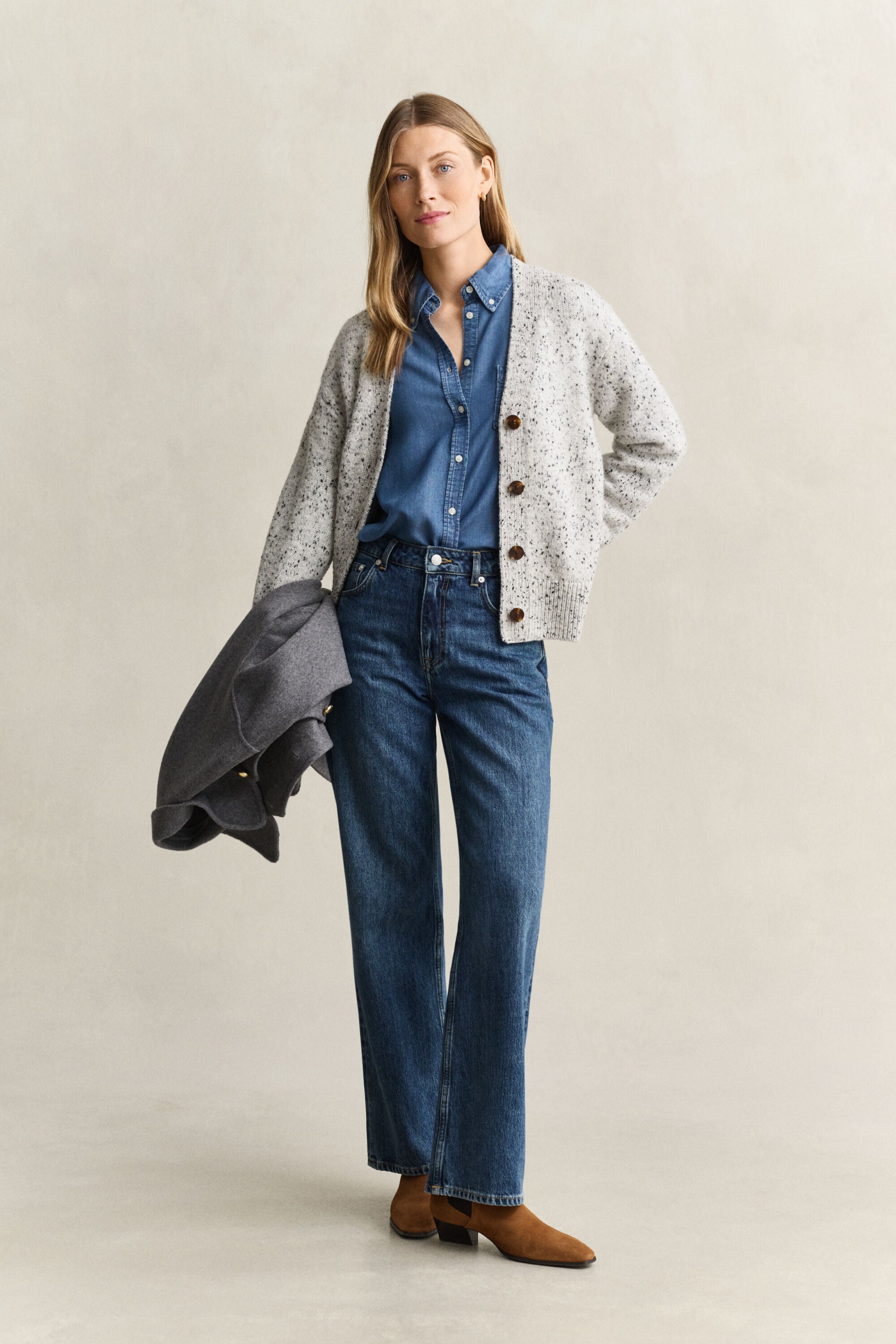 Strickjacke aus Wollmix mit Noppenstruktur