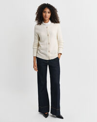 Bouclé Rundhalsstrickjacke