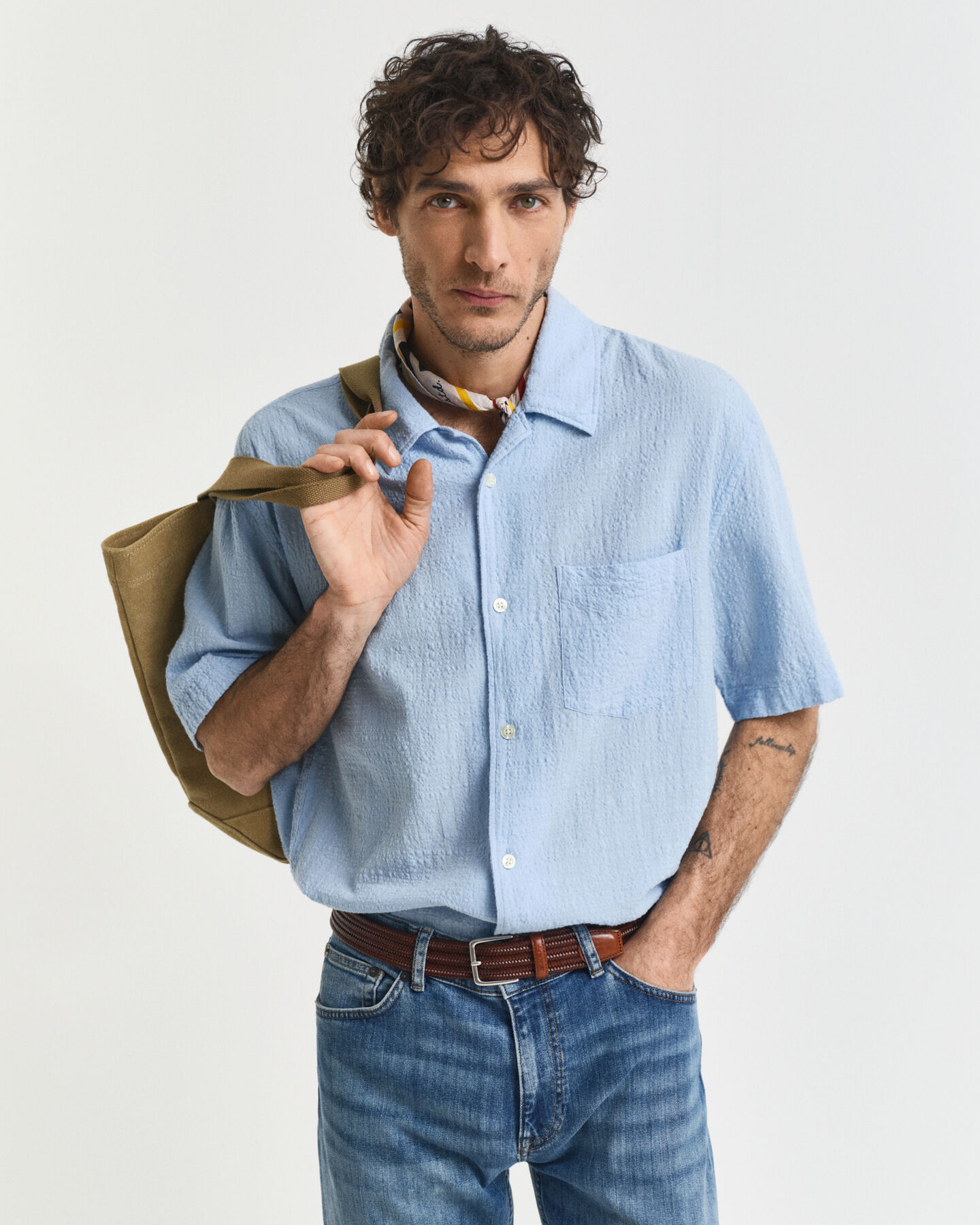 Relaxed Fit Kurzarmhemd mit Struktur