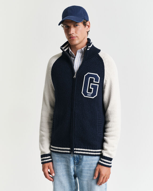 Strickjacke aus Baumwoll-Flammgarn mit Rei&szlig;verschluss