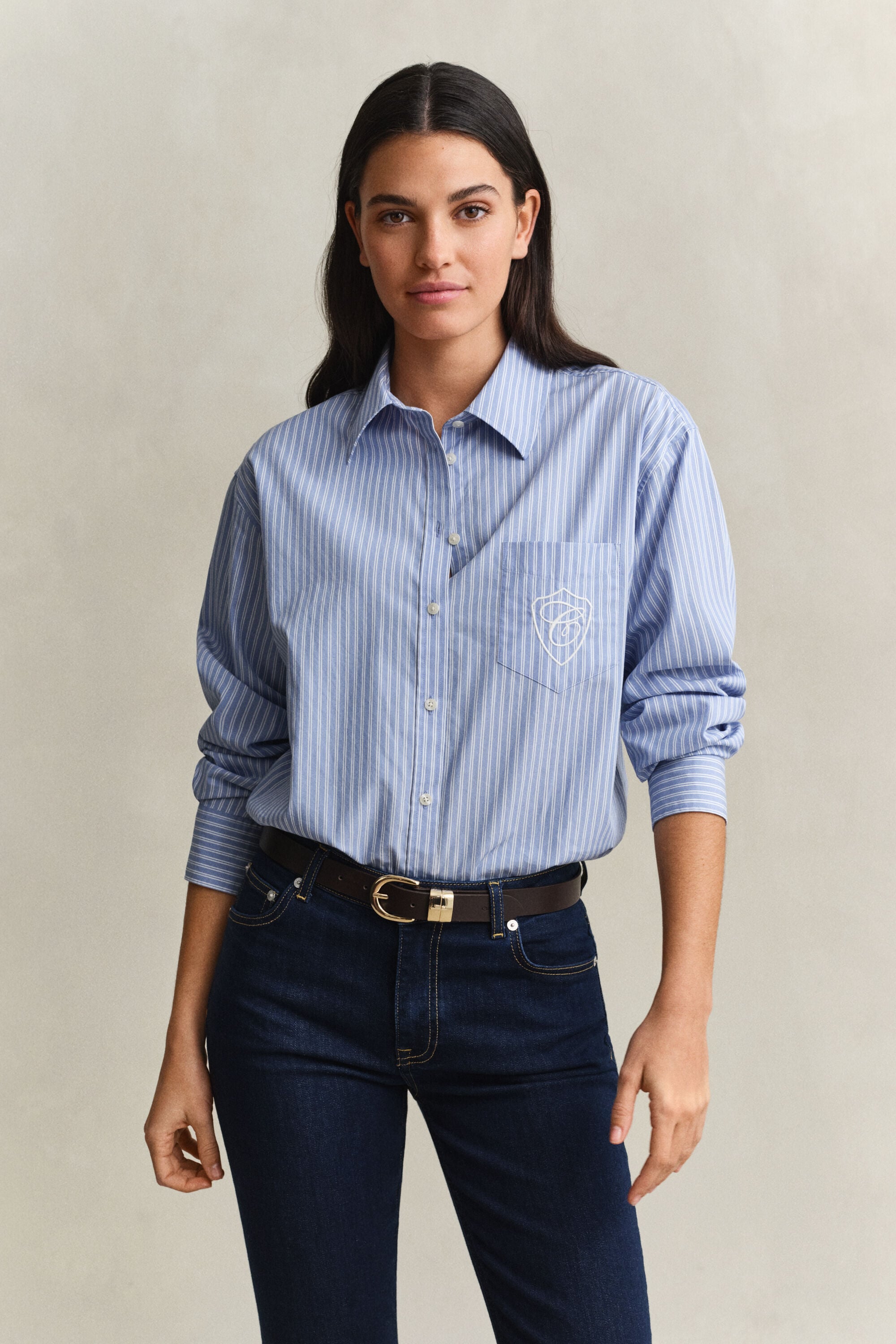 Camicia classica in popeline a righe relaxed fit