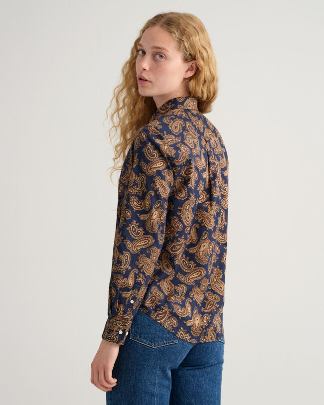 Regular Fit Paisley Bluse aus Baumwoll-Voile