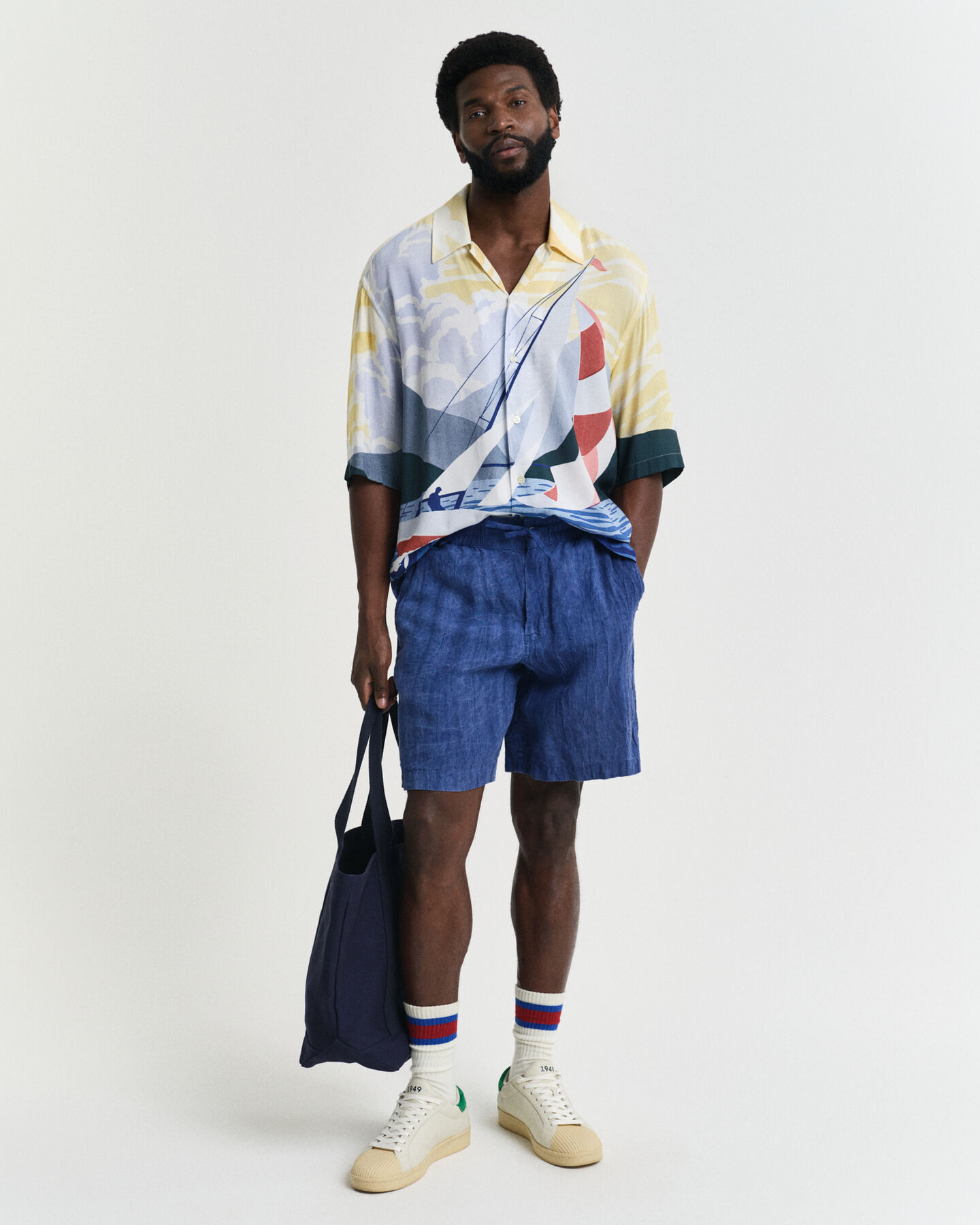 Relaxed Fit Sailing Scene Kurzarmhemd