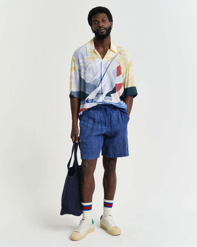 Relaxed Fit Sailing Scene Kurzarmhemd