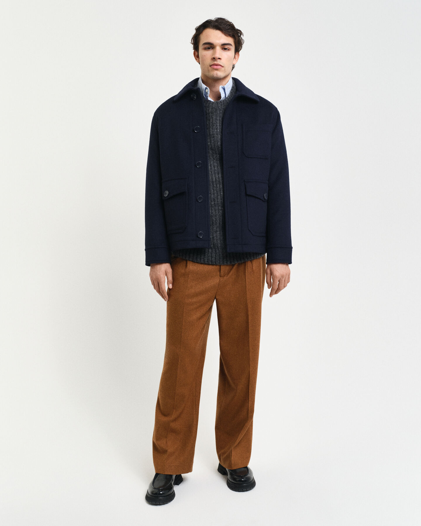 Gerippter Rundhalspullover aus Alpaka-Woll-Gemisch