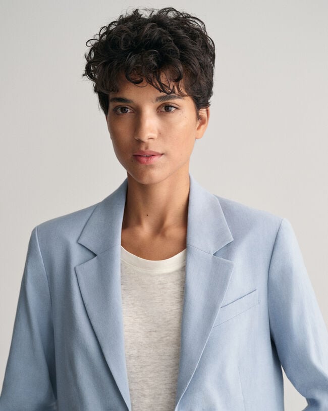Regular Fit Stretch Leinen Blazer