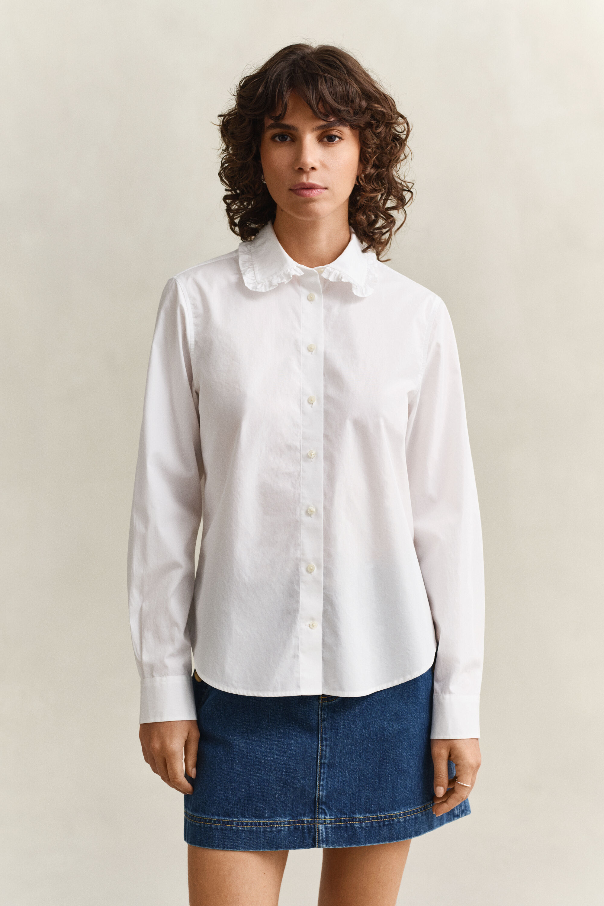 Chemise à volants en coton