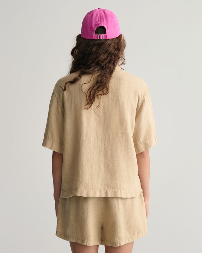 Teen Girls Kastige Leinen Kurzarmbluse