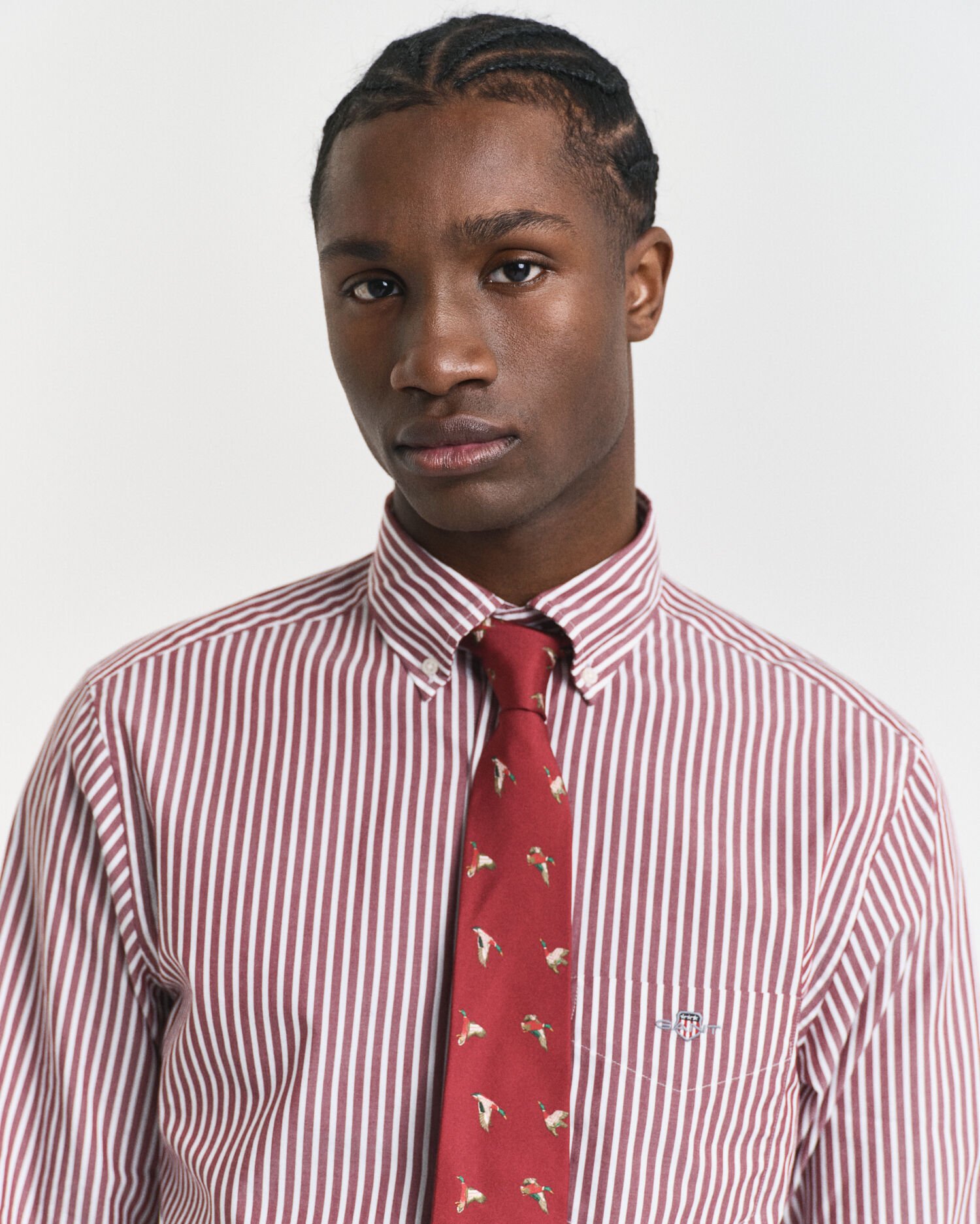 Chemise en popeline à rayures classique