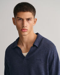 Baumwoll Leinen Polopullover