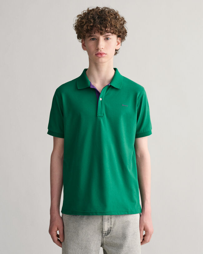 Teens Kontrast Piqu&eacute; Poloshirt
