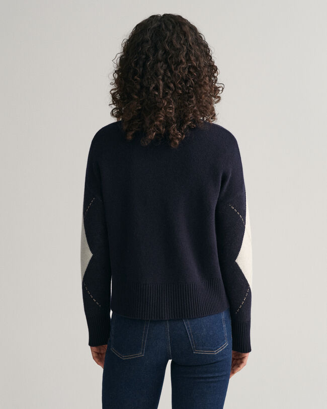 Superfeiner Argyle Rundhalspullover