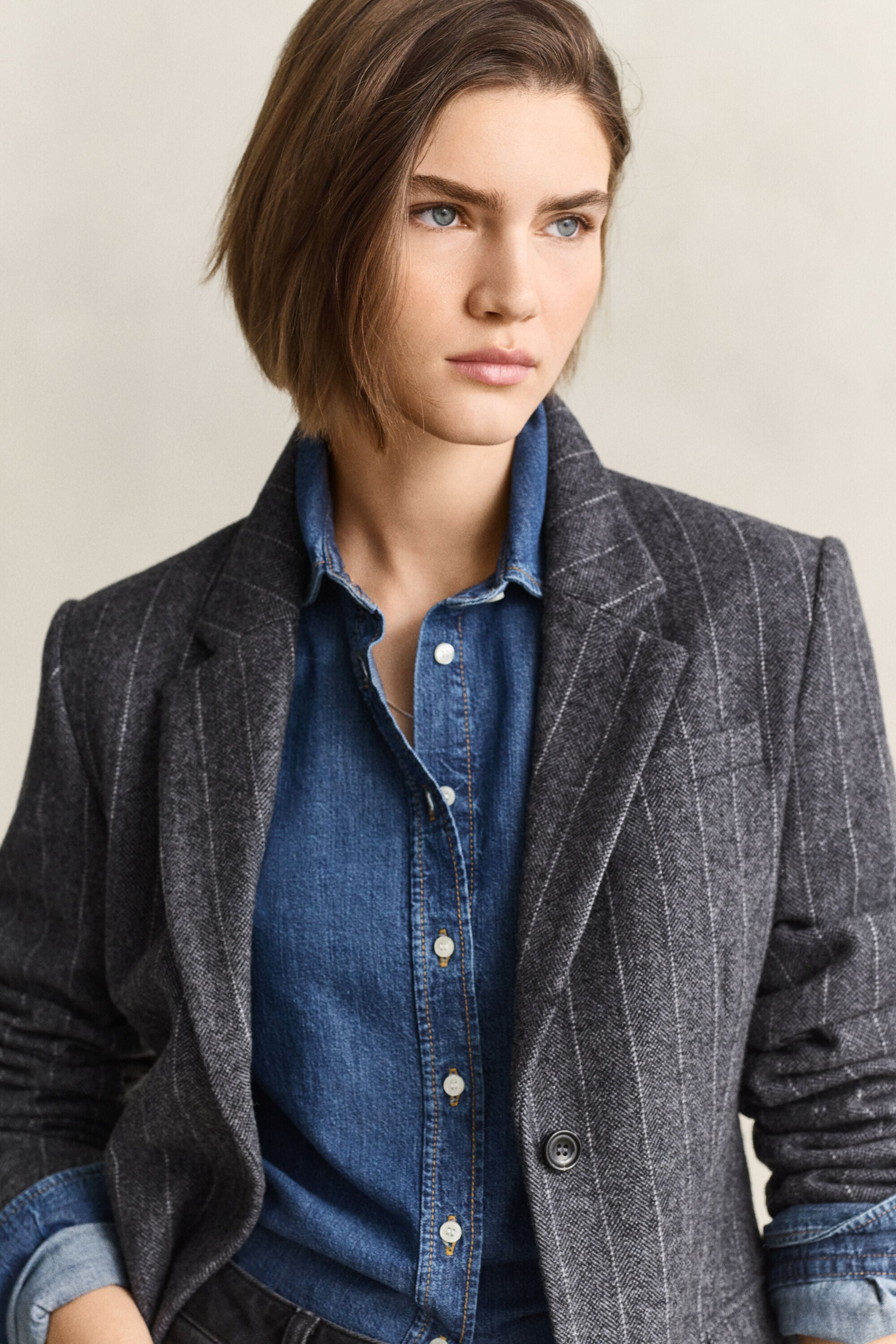 Pinstriped Hourglass Blazer