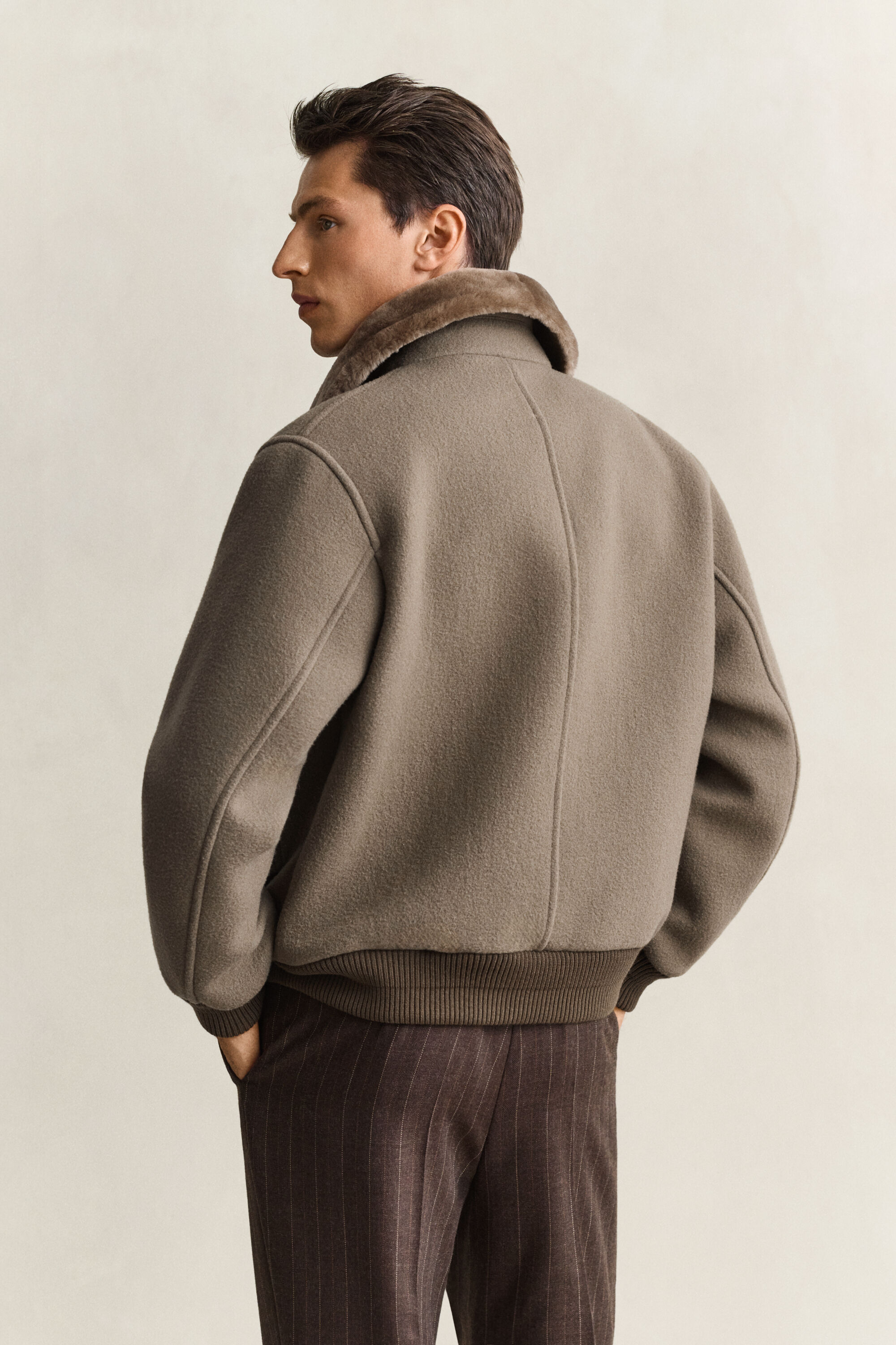 Giacca Aviator in lana e shearling