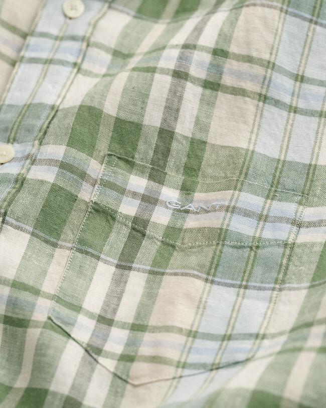 Regular Fit Madras Kurzarmhemd aus Leinen