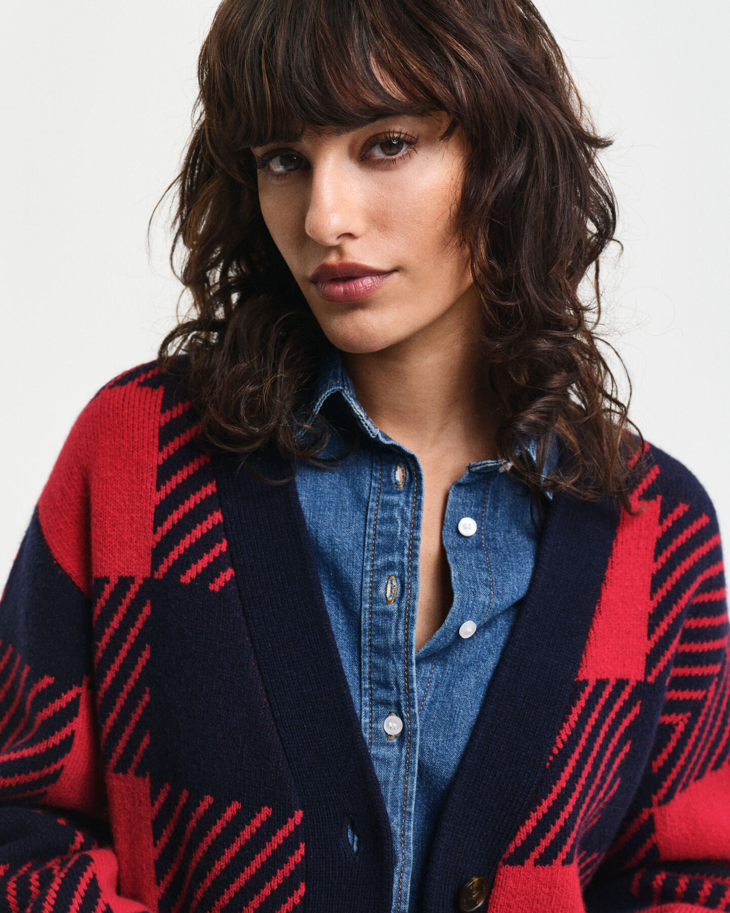 Buffalo Checked V-Neck Strickjacke