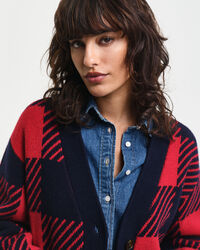 Buffalo Checked V-Neck Strickjacke