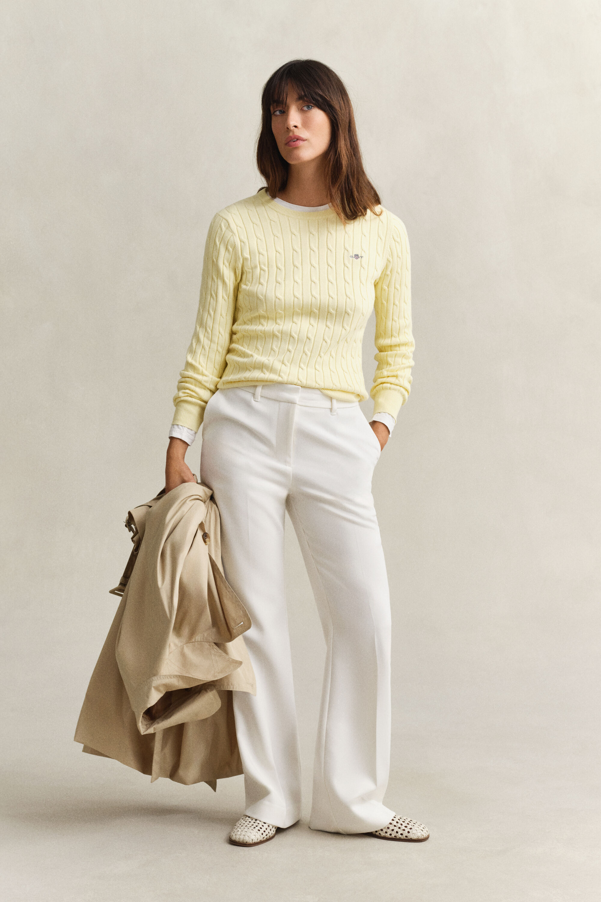 Pull col rond en maille torsadée