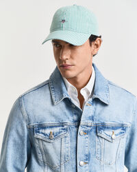 Seersucker Cap mit Streifen