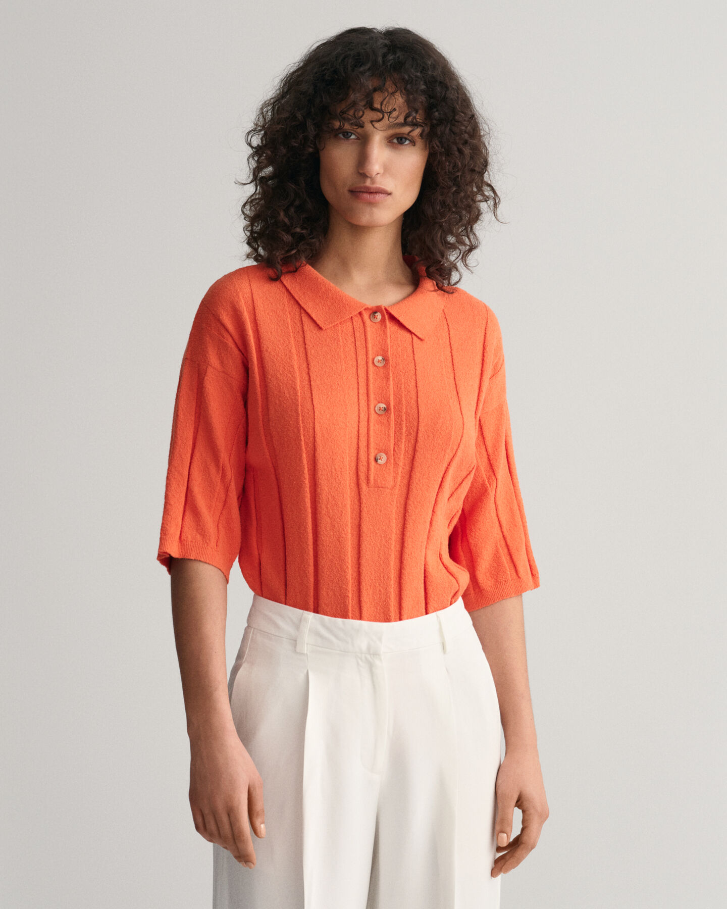 Gerippter Terry Cloth Polopullover