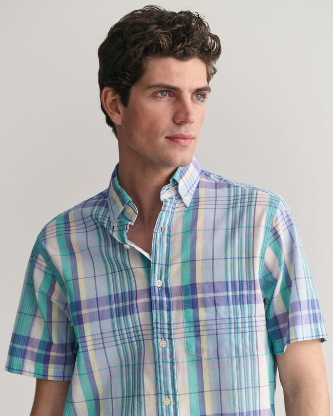 Farbenfrohes Regular Fit Madras Kurzarmhemd