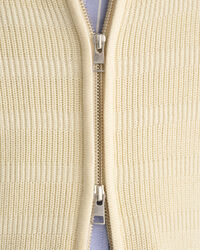 Gestreifte Strickjacke aus strukturierter Baumwolle mit Rei&szlig;verschluss