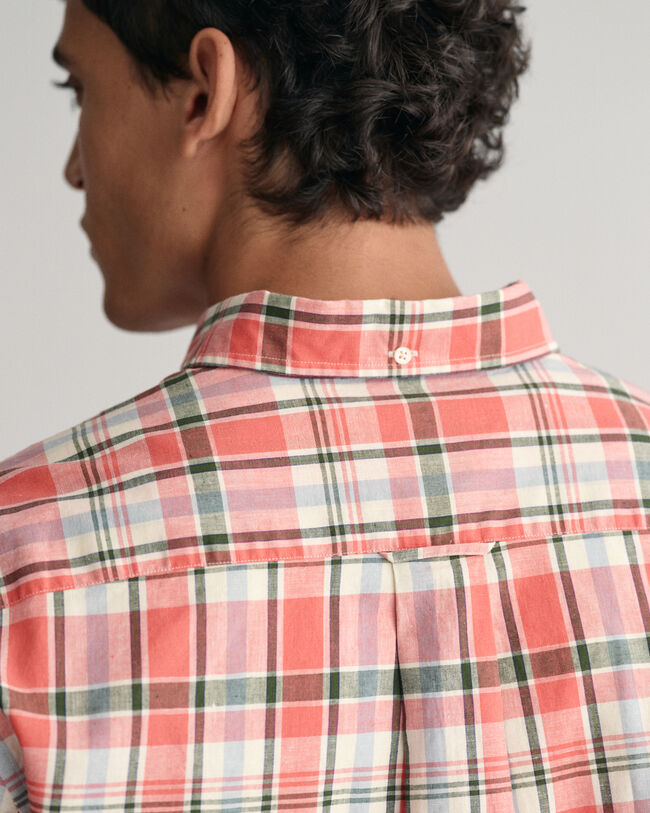 Regular Fit Baumwoll Leinen Hemd mit Karomuster