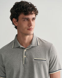 Piqu&eacute; Poloshirt mit Randstreifen in 2&nbsp;Farben