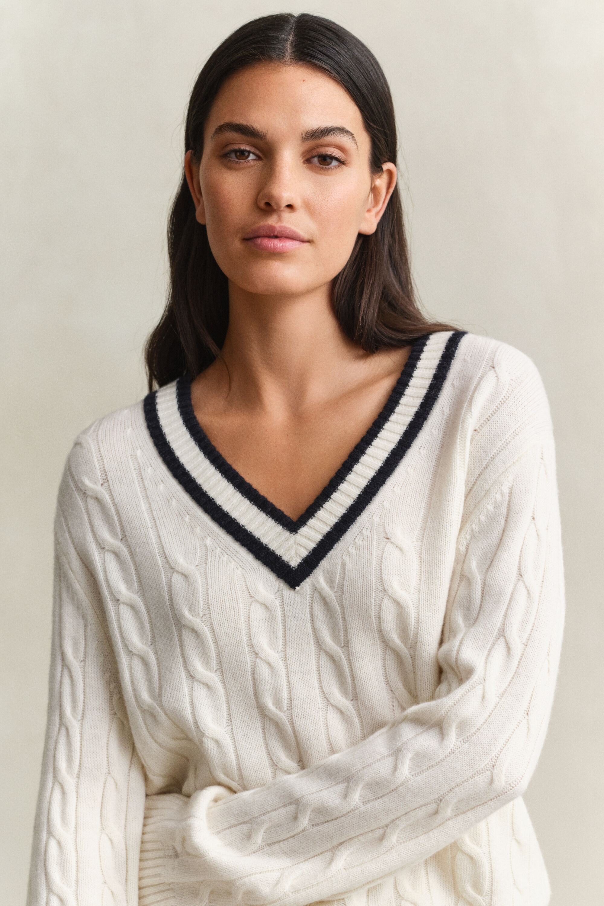 Maglia a trecce in lana merino