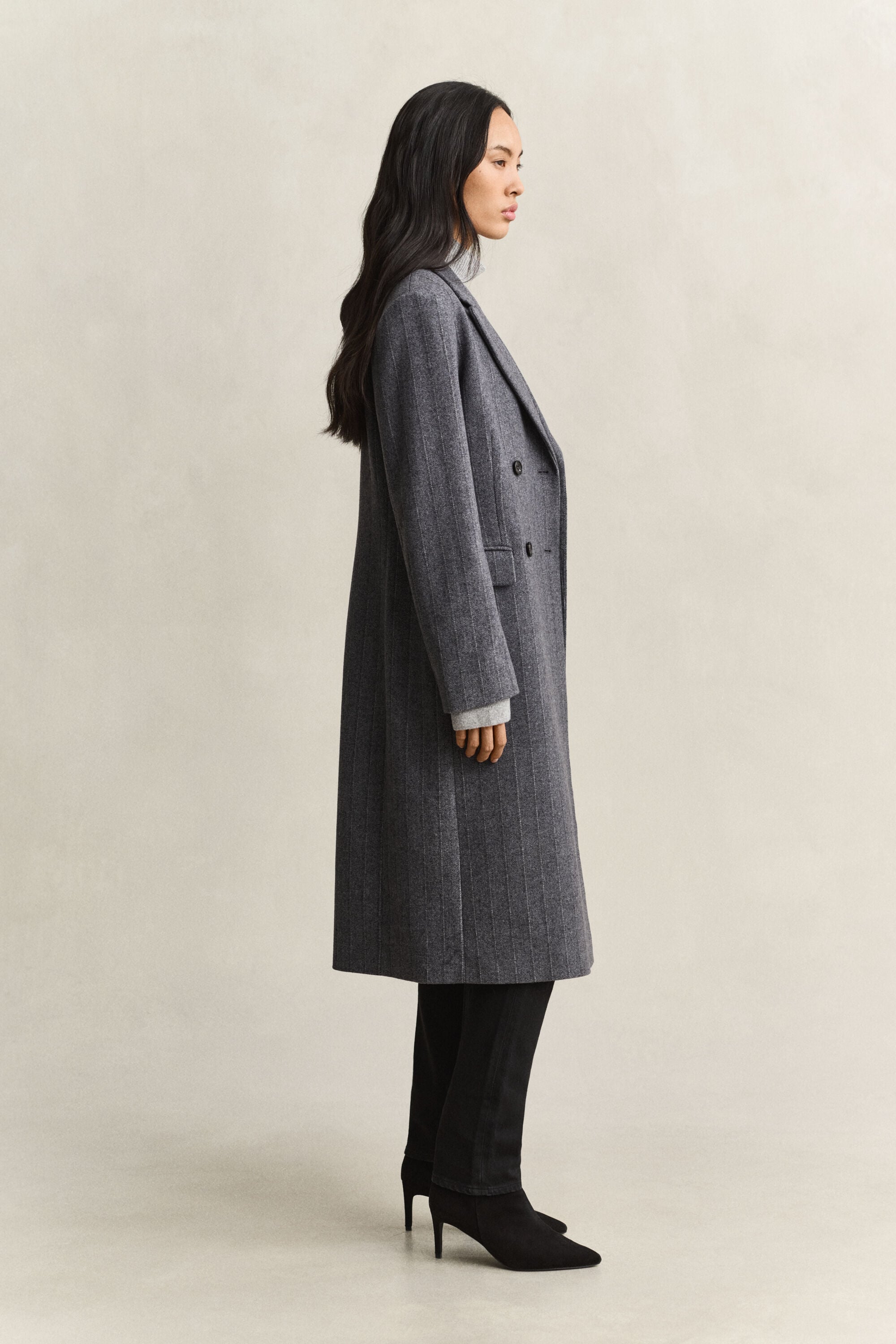 Cappotto misto lana a righe