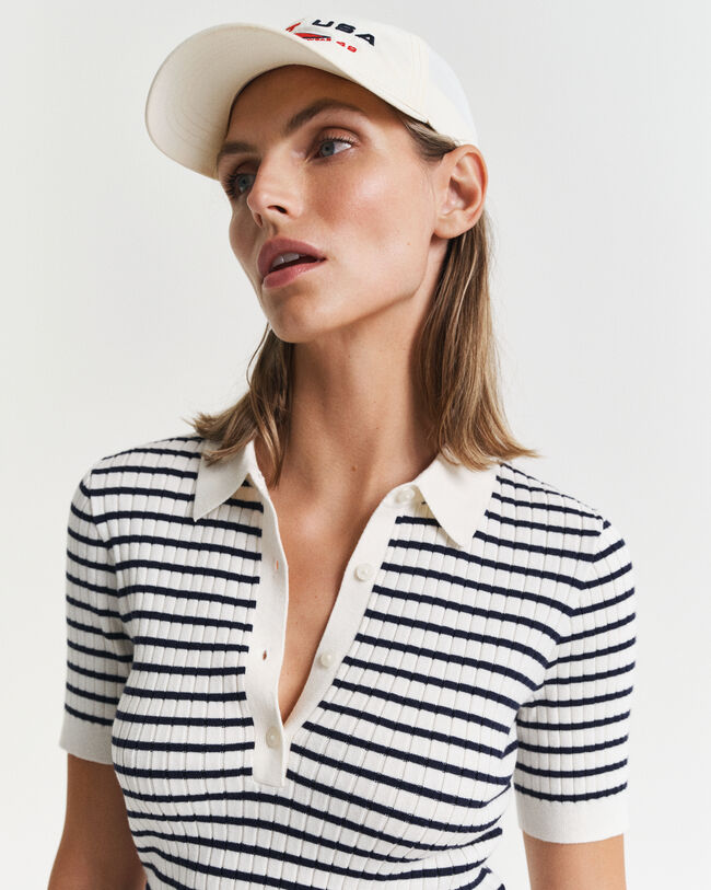 Kurzärmliger Rippstrick Rugger mit Streifen