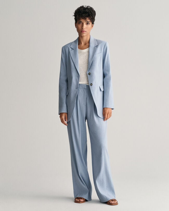 Regular Fit Stretch Leinen Blazer