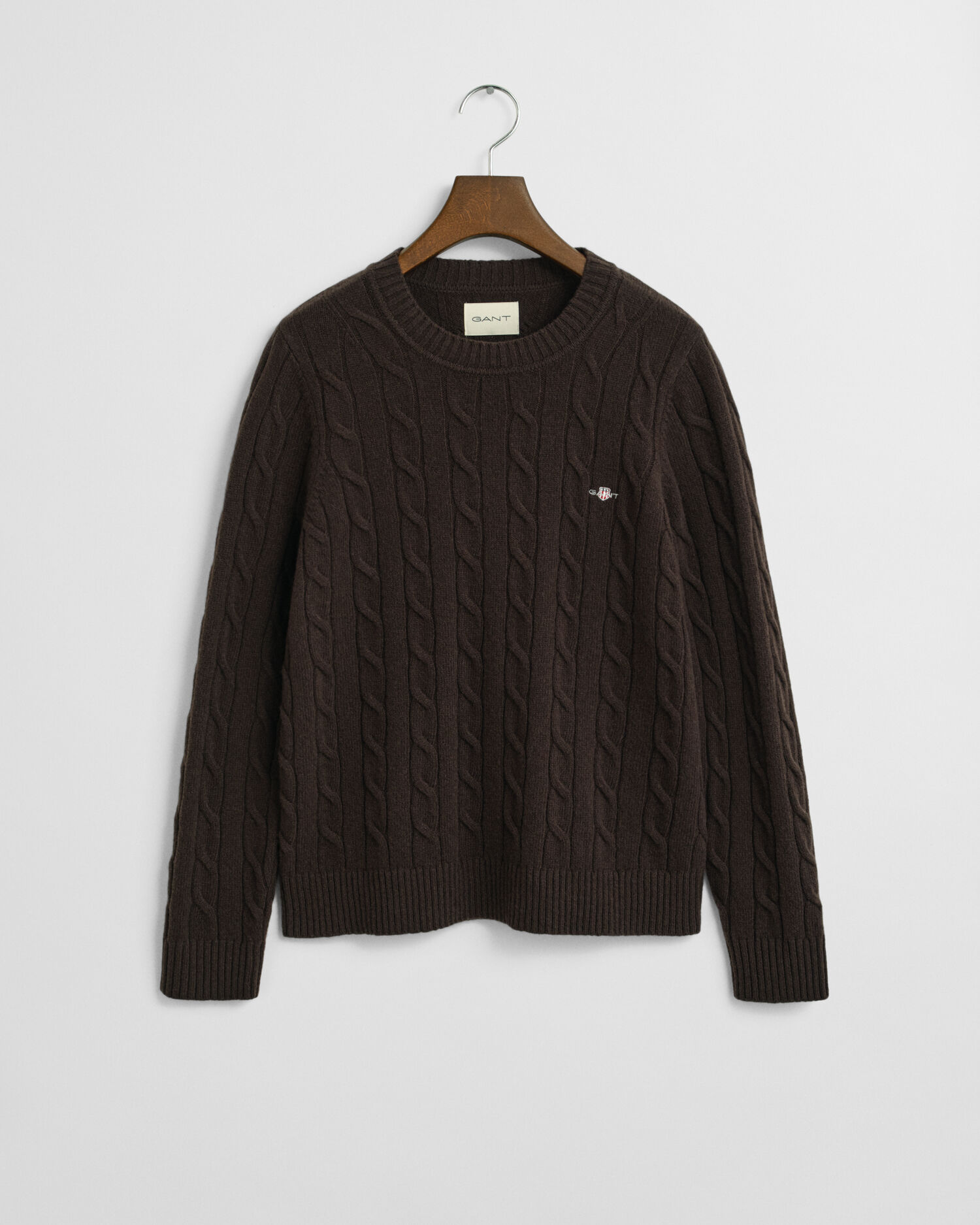 Lambswool Cable Knit Crew Neck Sweater
