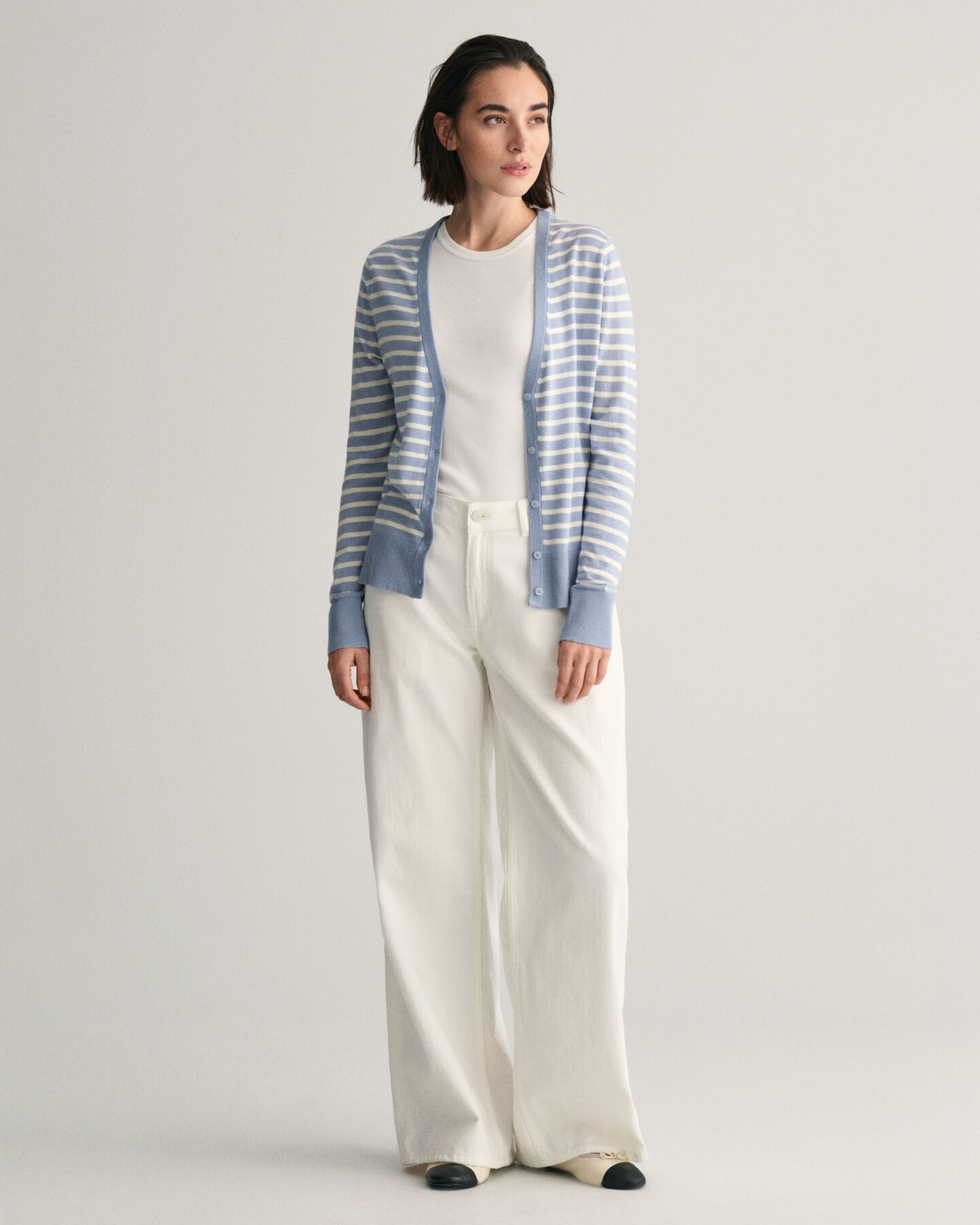 Feinstrick Strickjacke mit Streifen