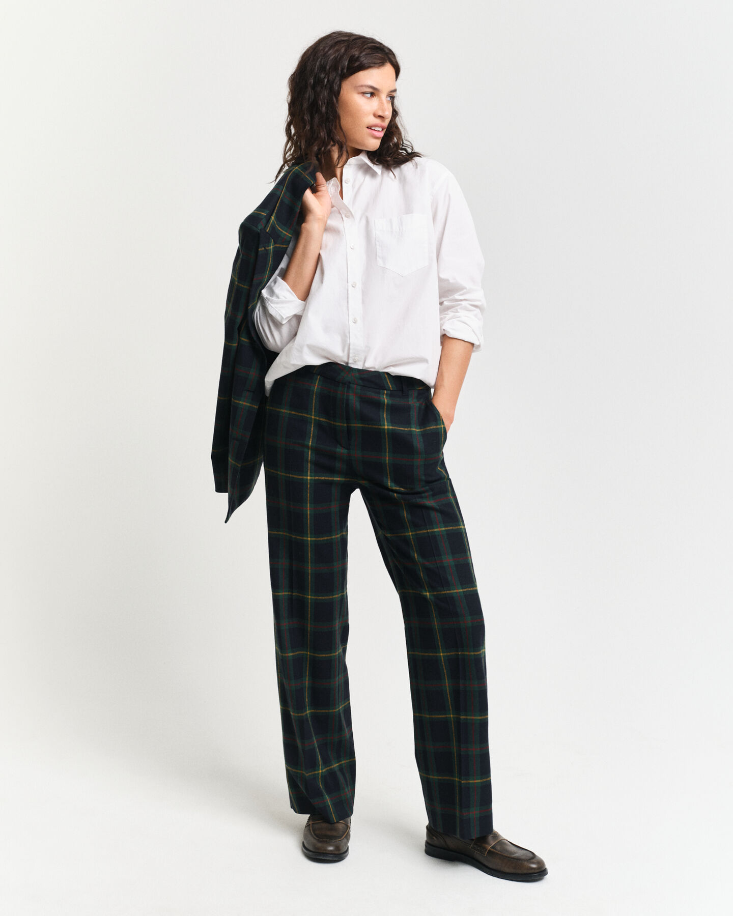 Karierte Anzughose mit geradem Bein