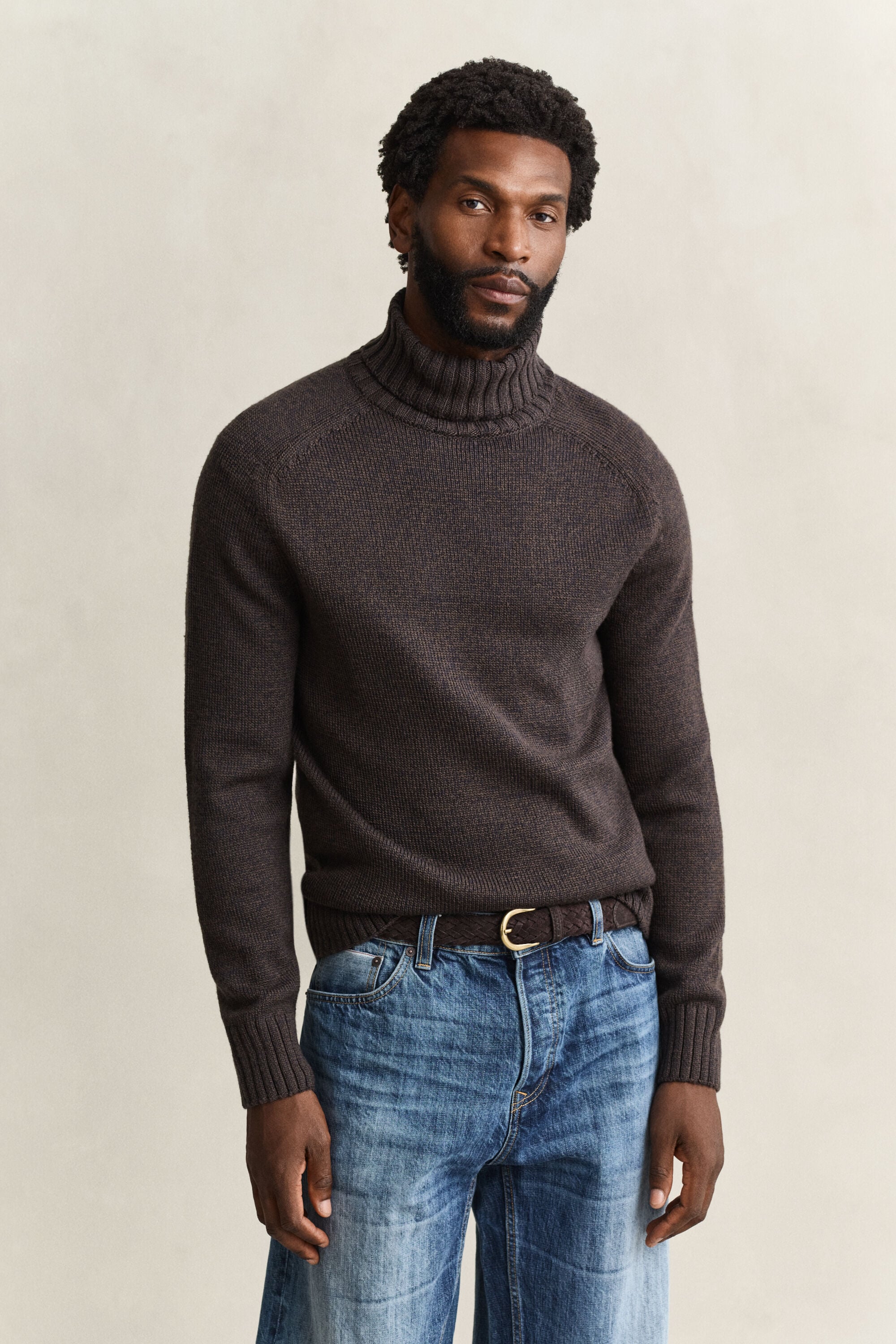 Rollkragenpullover aus Mouliné-Wollgemisch