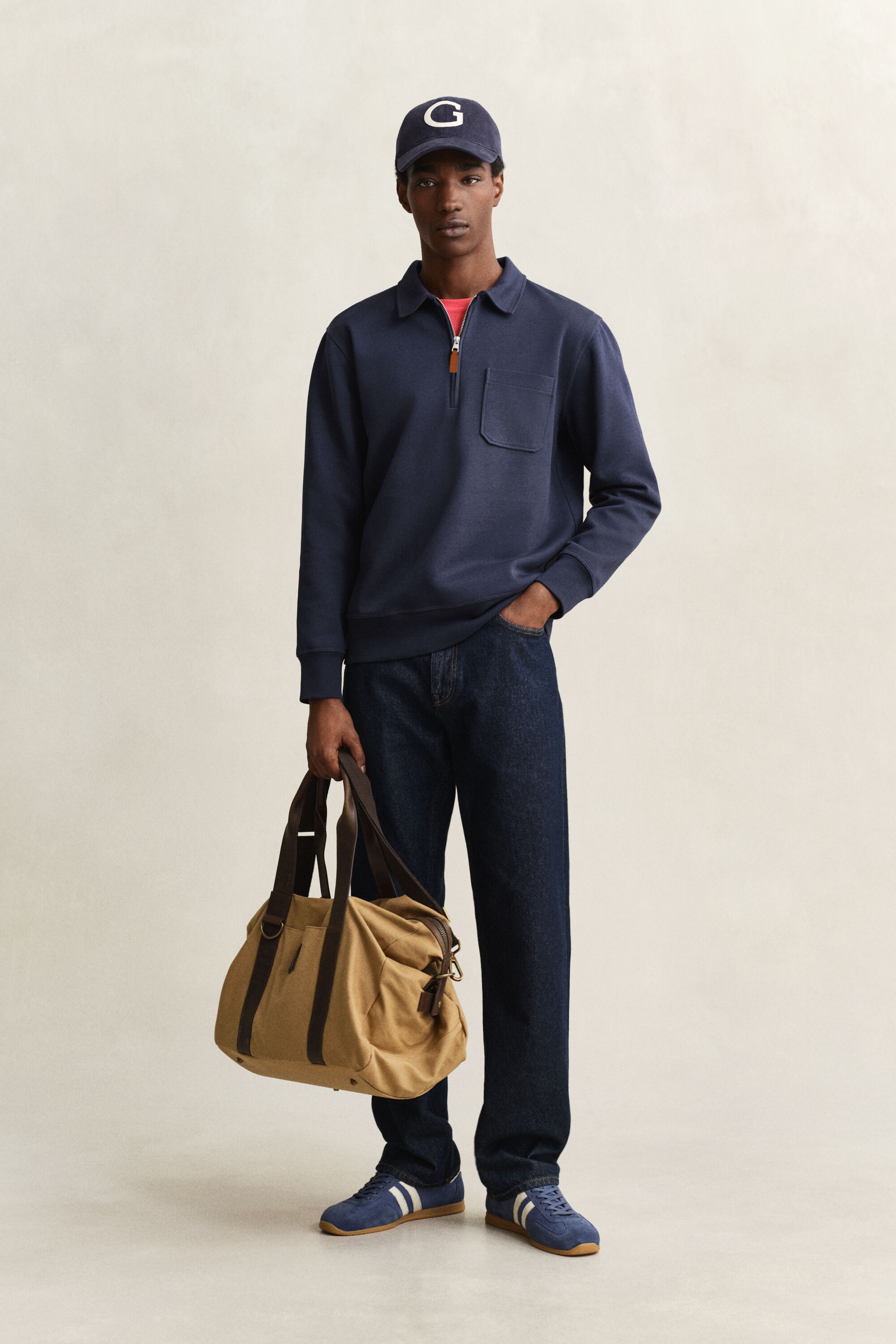 Sweat-shirt à demi-zip en jersey romanite