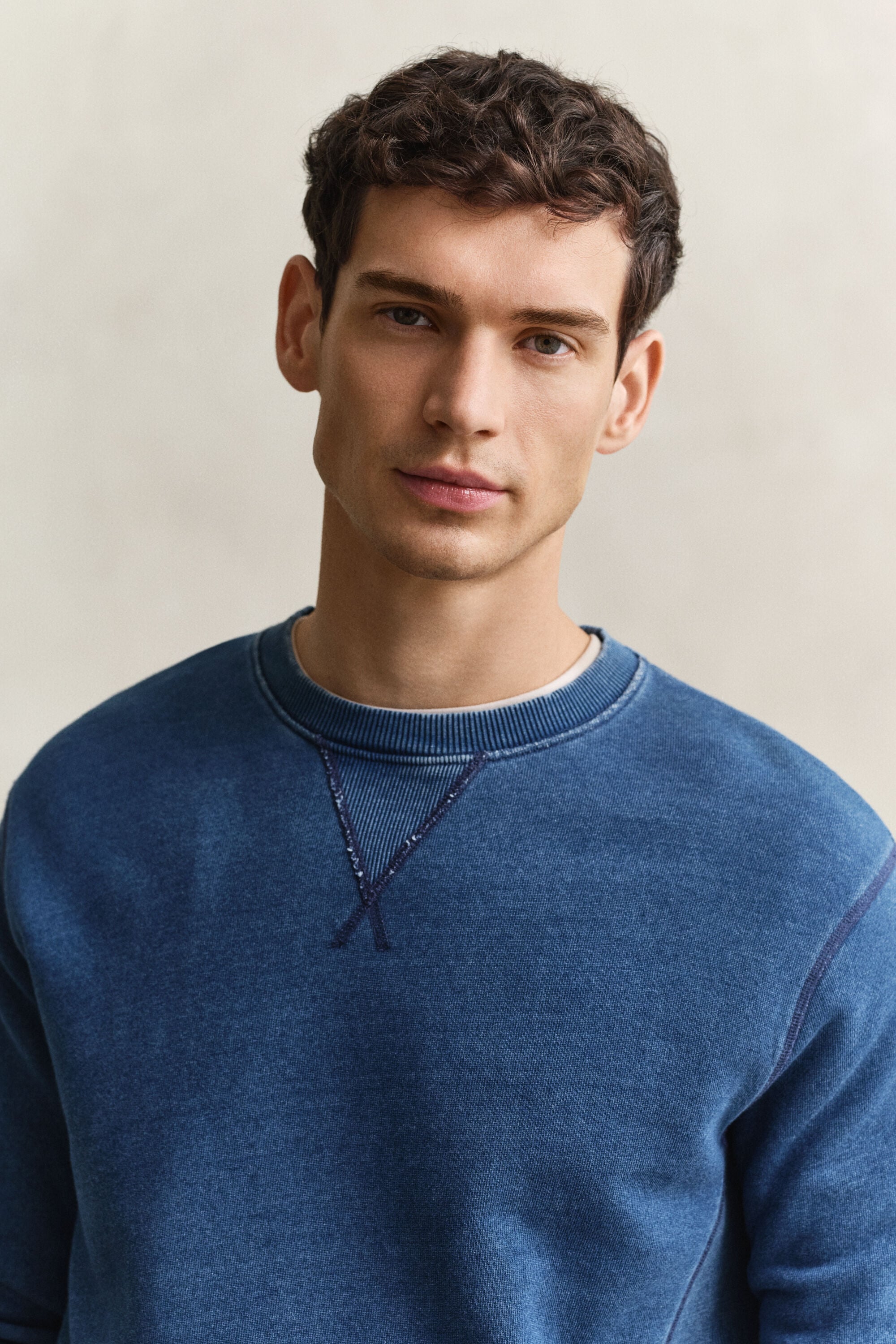 Sweat-shirt col rond indigo