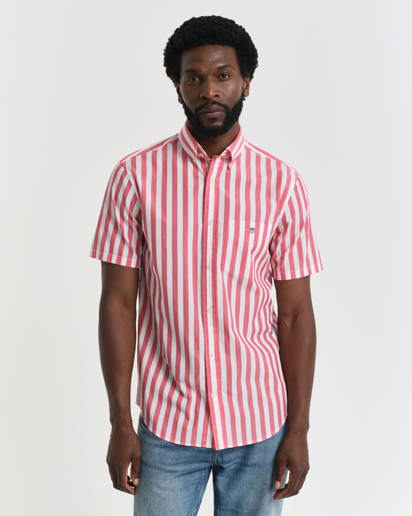 Regular Fit Classic Popeline Kurzarmhemd mit Streifen