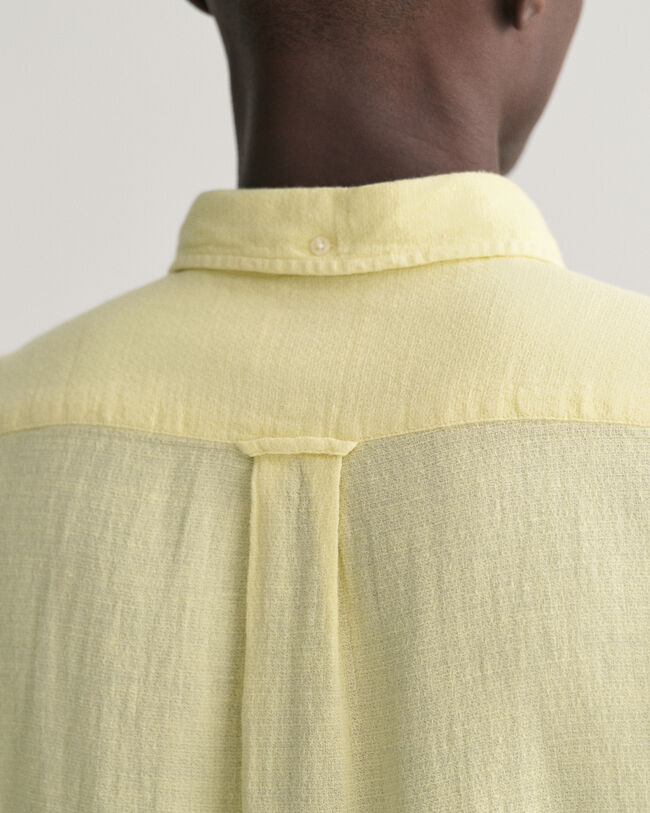 Regular Fit Baumwoll Leinen Kurzarmhemd mit Struktur