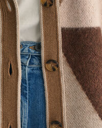 Strickjacke mit Buchstaben-Print und Intarsienstrickerei