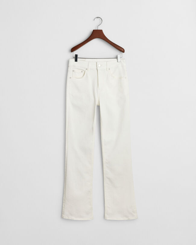 Weiße Slim Fit Schlagjeans