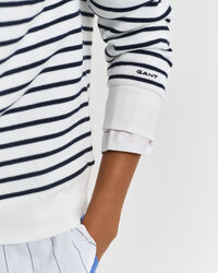 Geripptes Sweatshirt mit Reißverschlusskragen und Marinestreifen