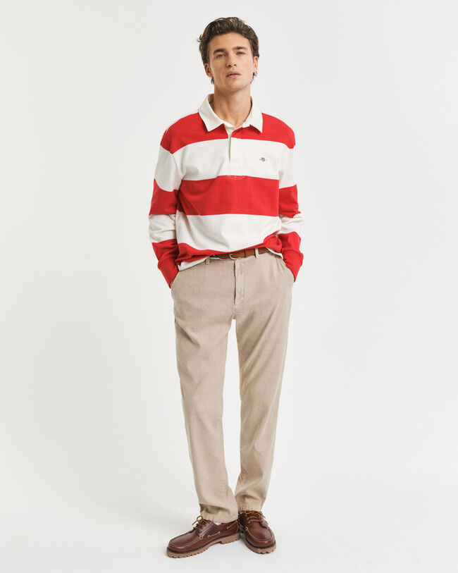 Slim Fit Chinohose aus Baumwolle und Leinen